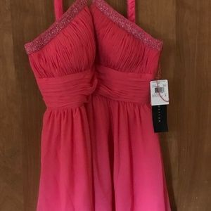 NWT Salmon chiffon and beaded dress gown